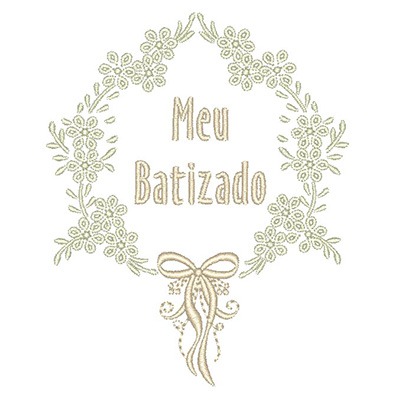 Matriz de matriz Matriz De Bordado Meu Batizado Floral Com Laço